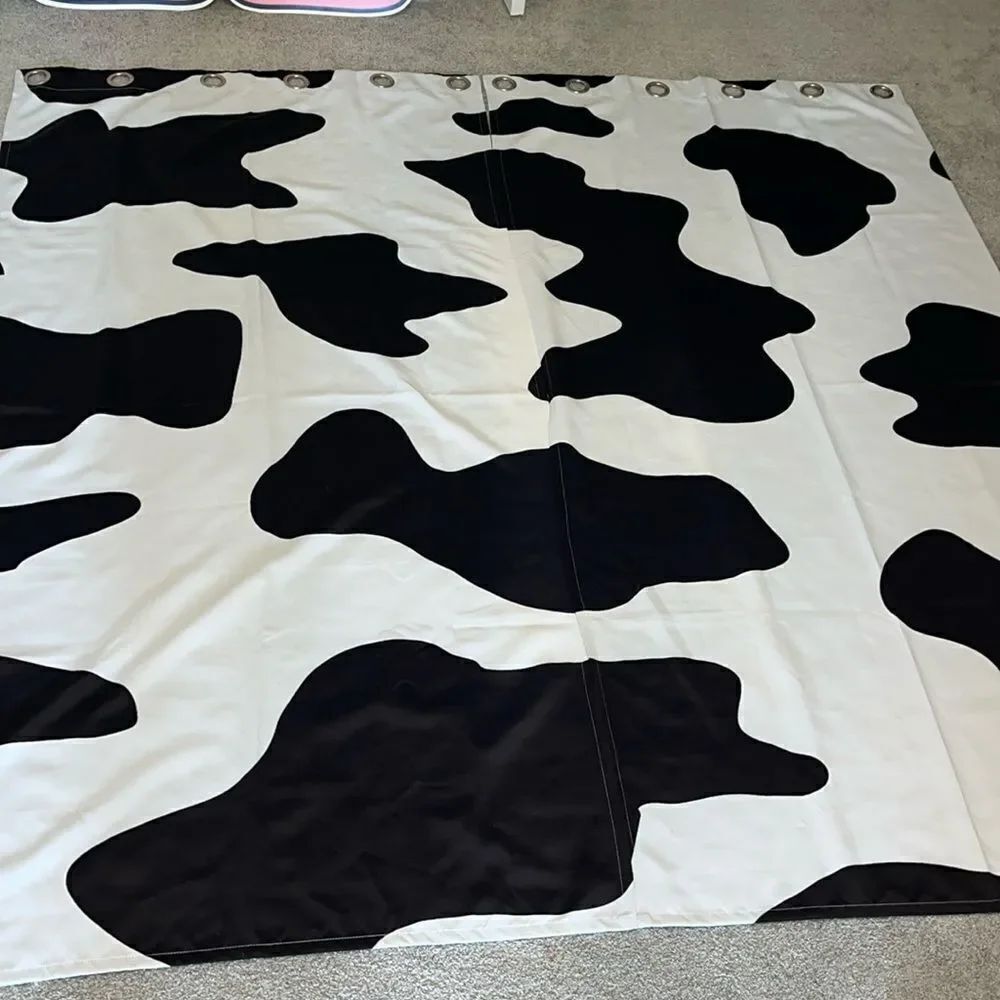 set of 2 Novelty Bovine Black & White Chick fil a Cow pattern Curtains 84” x 42”